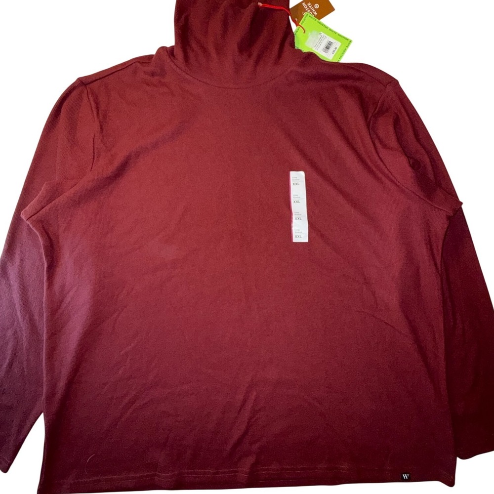 Houston White x Target Mens Ribbed Turtleneck Long Sleeve Top Maroon XXL NWT